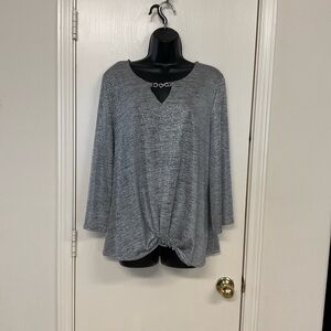JM Collection Metallic Gray Women's Blouse